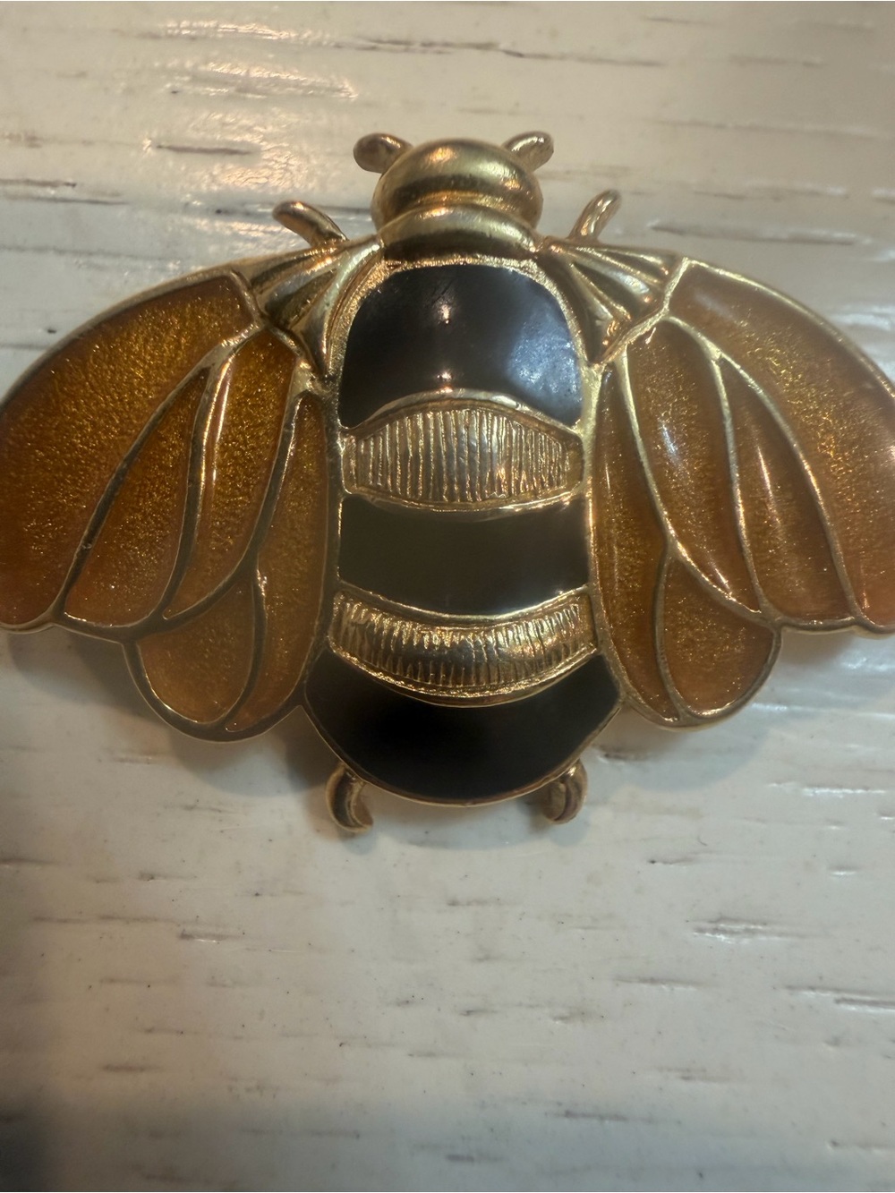 RARE Vintage Trifari Gold and Black Bee Brooch